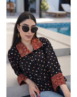 Slate Black Bandhani Cotton Shirt